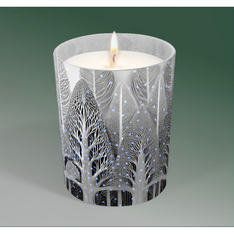 bougie parfumée décorée FORÊT, IL NEIGE